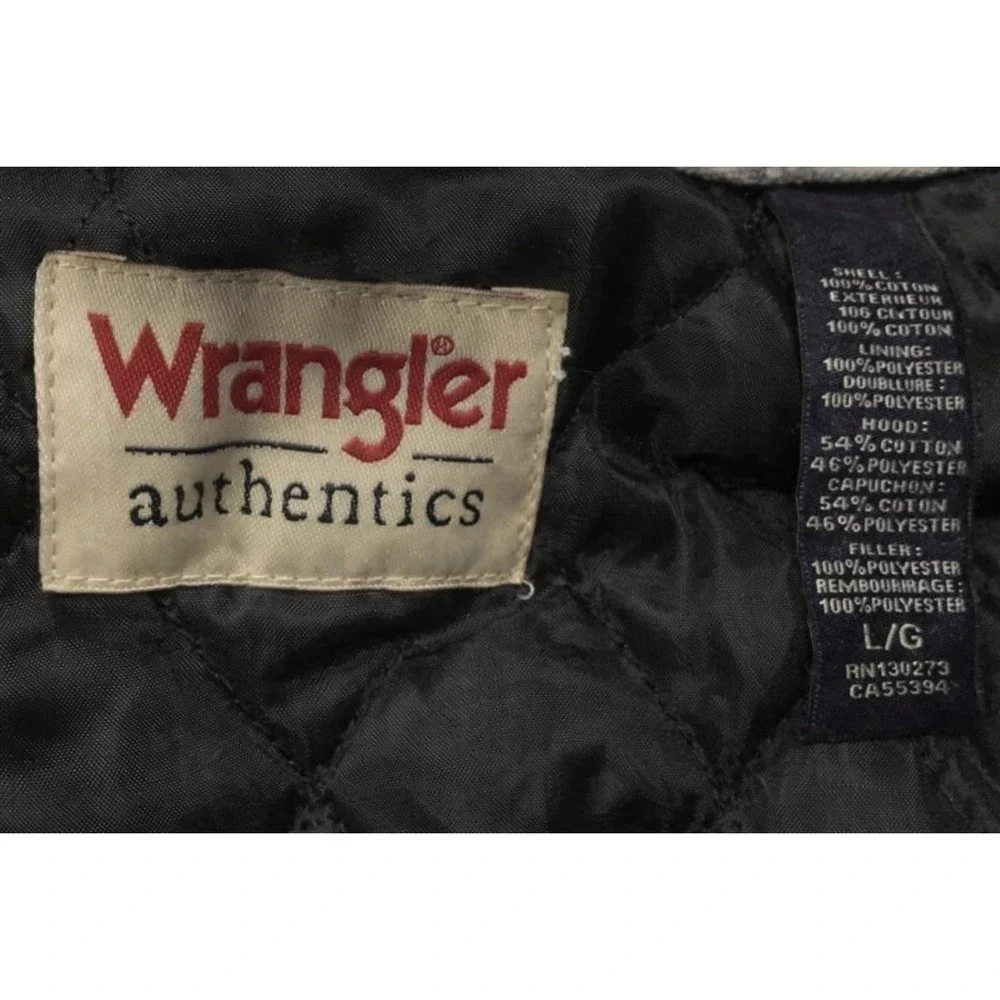 WRANGLER Authentics Plaid Hooded Jacket Large‎ Blue Gray Flannel